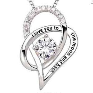 Sterling Silver ILY to The Moon & Back Love Heart
